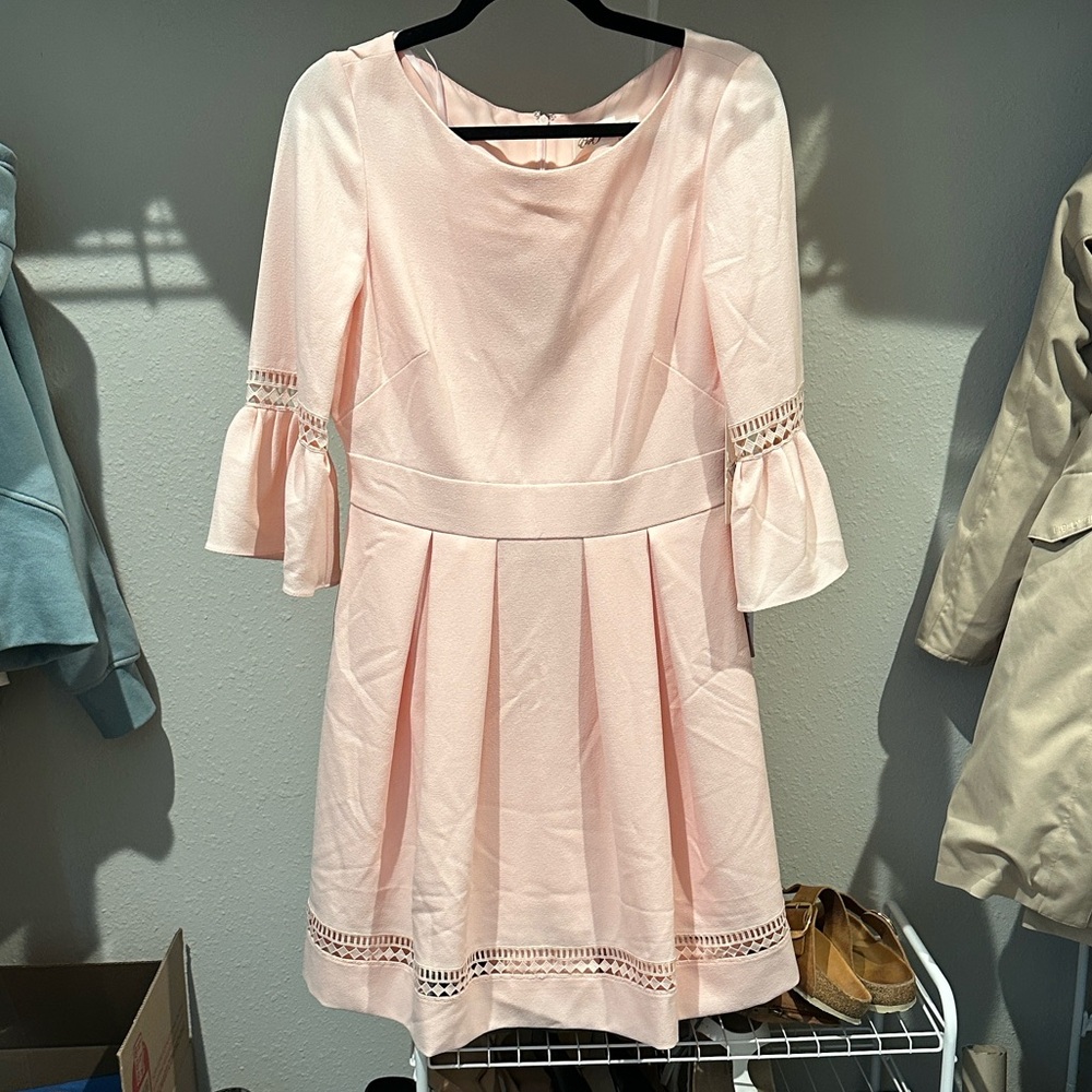 Eliza J Blush Fit and Flare Bell Sleeve Dress